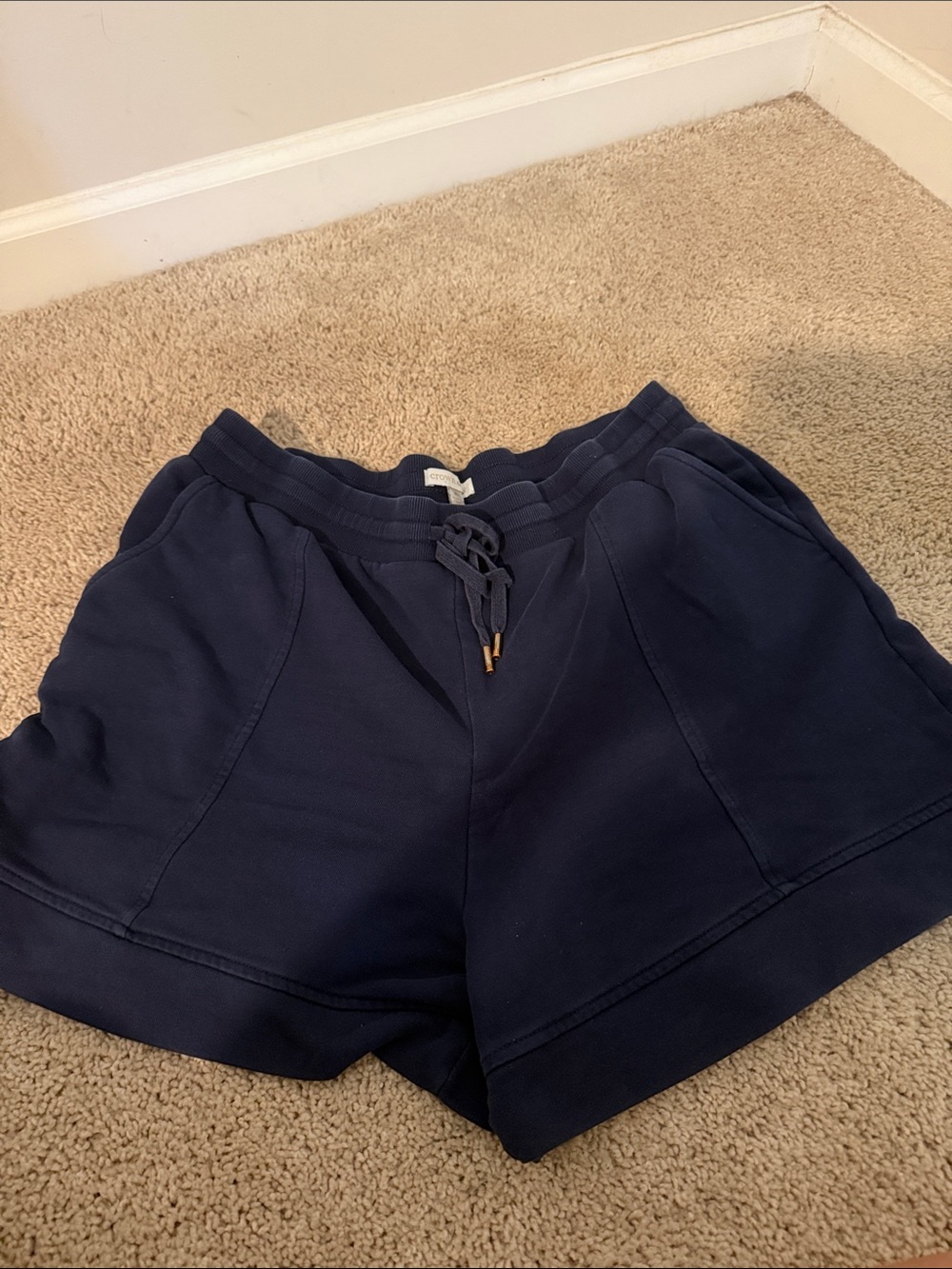 crown & ivy Navy Drawstring Athletic Lounge Shorts